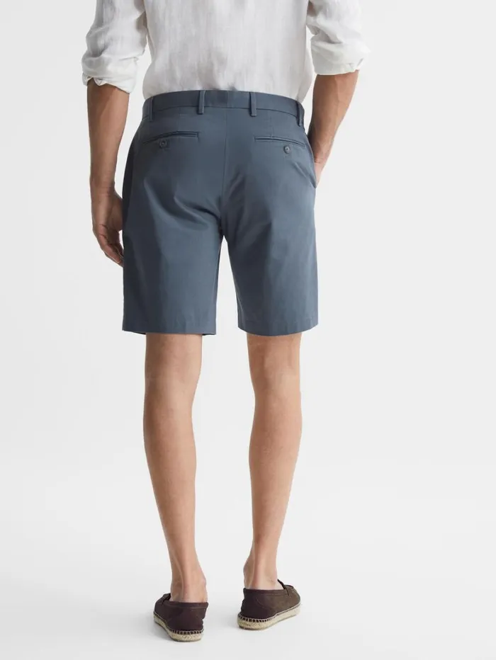 Reiss Shorts Men Modern Fit Cotton Blend Chino Shorts In Airforce Blue Reiss Shorts Men Modern Fit Cotton Blend Chino Shorts In Airforce Blue