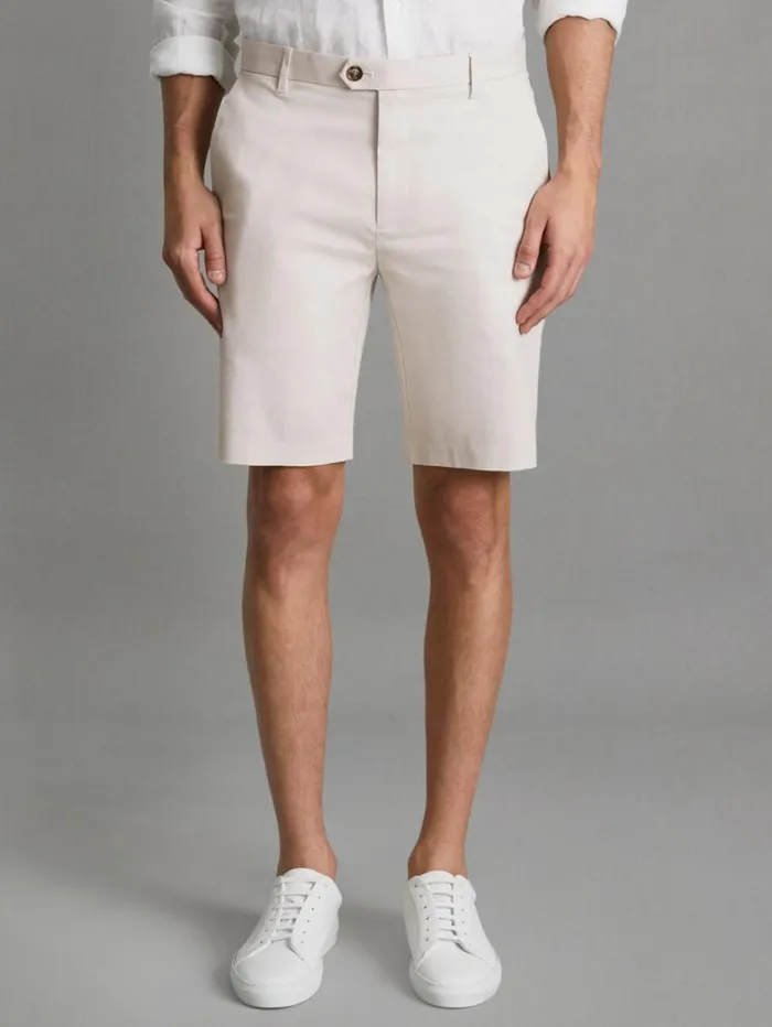 Reiss Shorts Men Modern Fit Cotton Blend Chino Shorts In Chalk