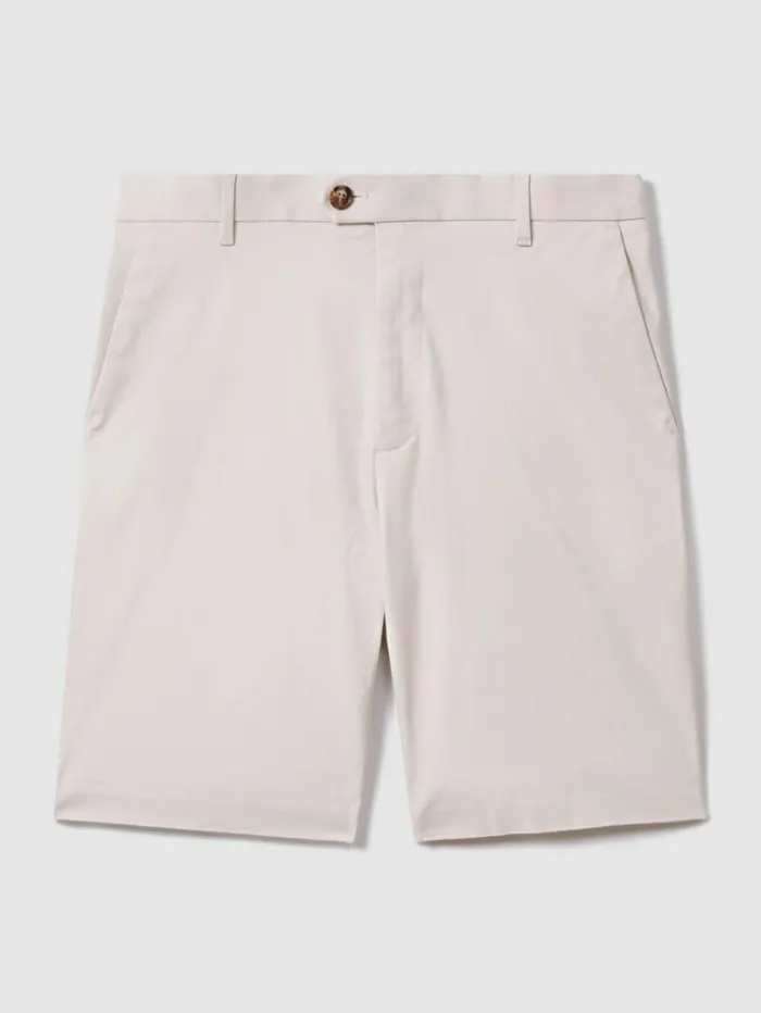 Reiss Shorts Men Modern Fit Cotton Blend Chino Shorts In Chalk Reiss Shorts Men Modern Fit Cotton Blend Chino Shorts In Chalk