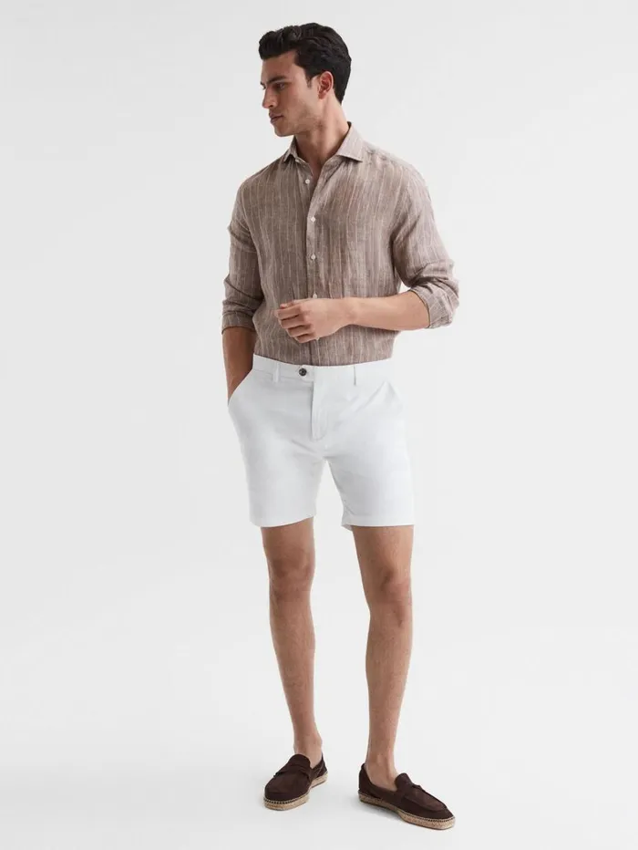 Reiss Shorts Men Short Length Casual Chino Shorts In White