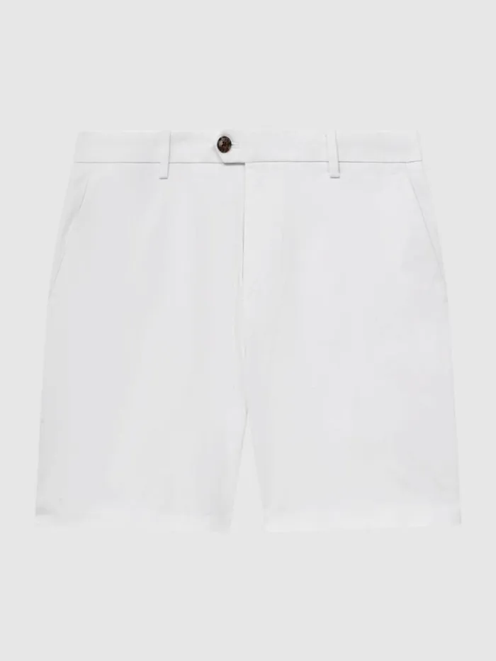 Reiss Shorts Men Short Length Casual Chino Shorts In White Reiss Shorts Men Short Length Casual Chino Shorts In White