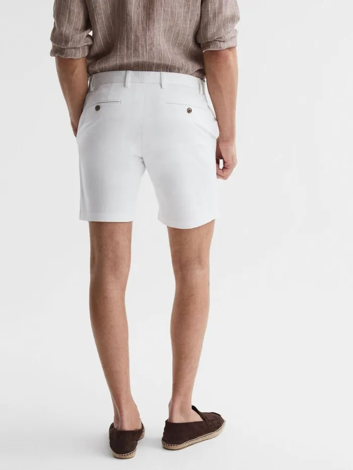 Reiss Shorts Men Short Length Casual Chino Shorts In White Reiss Shorts Men Short Length Casual Chino Shorts In White