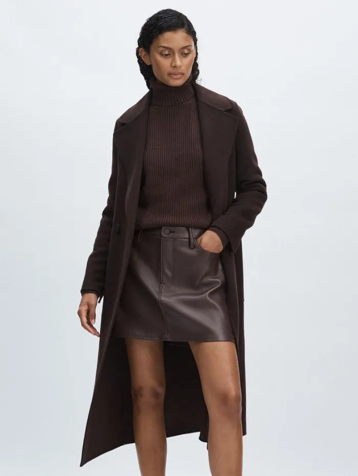 Reiss Skirts Women Good American FauxLeather Mini Skirt In BlackBrown