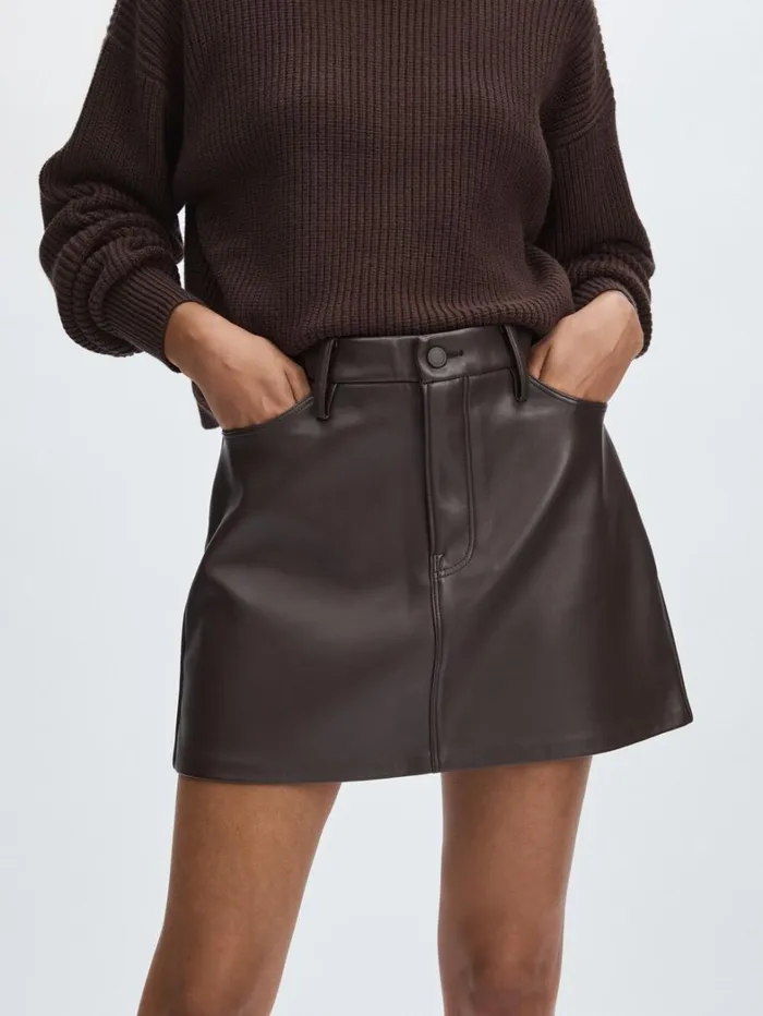 Reiss Skirts Women Good American FauxLeather Mini Skirt In BlackBrown Reiss Skirts Women Good American FauxLeather Mini Skirt In BlackBrown