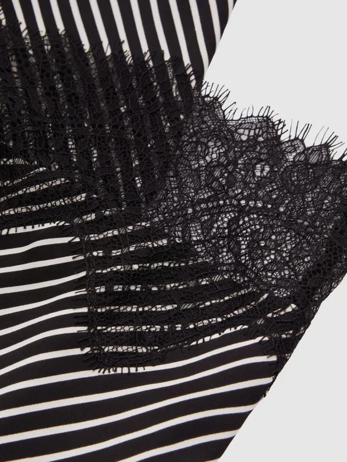 Reiss Skirts Women Ivy BlackIvory Striped Lace Trim Midi Skirt Reiss Skirts Women Ivy BlackIvory Striped Lace Trim Midi Skirt