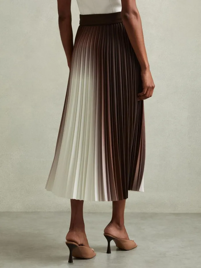 Reiss Skirts Women Pleated Crepe Ombr Midi Skirt In Chocolate Reiss Skirts Women Pleated Crepe Ombr Midi Skirt In Chocolate