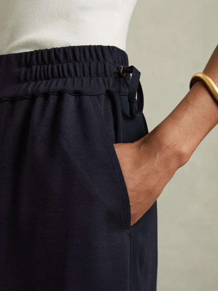 Reiss Skirts Women WoolBlend Ruched Jersey Midi Skirt In Navy Reiss Skirts Women WoolBlend Ruched Jersey Midi Skirt In Navy