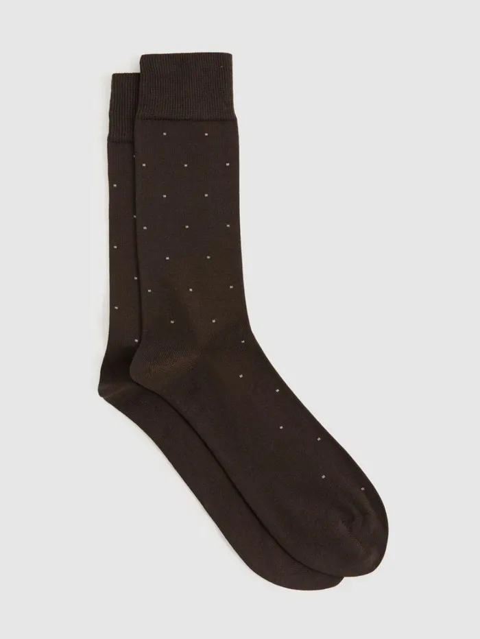 Reiss Socks and Underwear Men Polka Dot Socks In Chocolate