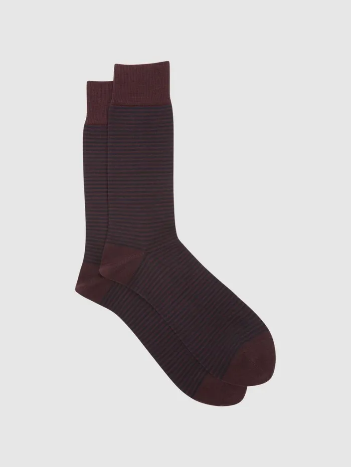 Reiss Socks and Underwear Men Striped Socks In Bordeaux