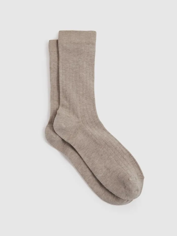 Reiss Socks Women Cotton Blend Ribbed Loafer Socks In Neutral