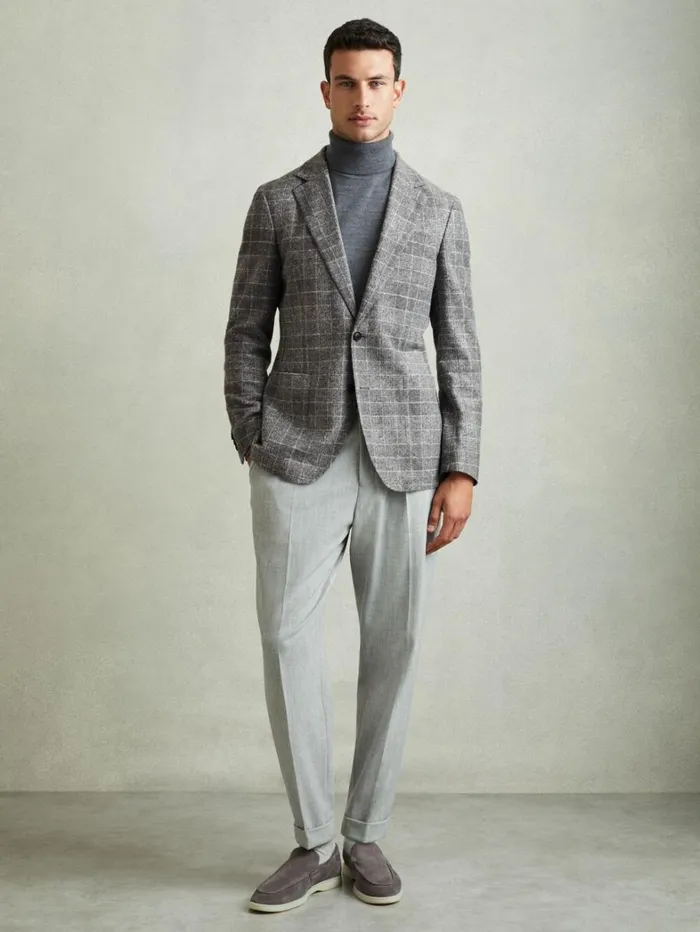 Reiss Suits and Tailoring Men Checked Single Breasted Blazer With Wool In Grey Reiss Suits and Tailoring Men Checked Single Breasted Blazer With Wool In Grey