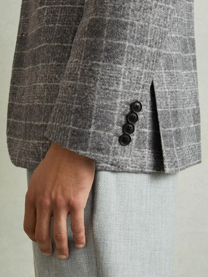 Reiss Suits and Tailoring Men Checked Single Breasted Blazer With Wool In Grey Reiss Suits and Tailoring Men Checked Single Breasted Blazer With Wool In Grey