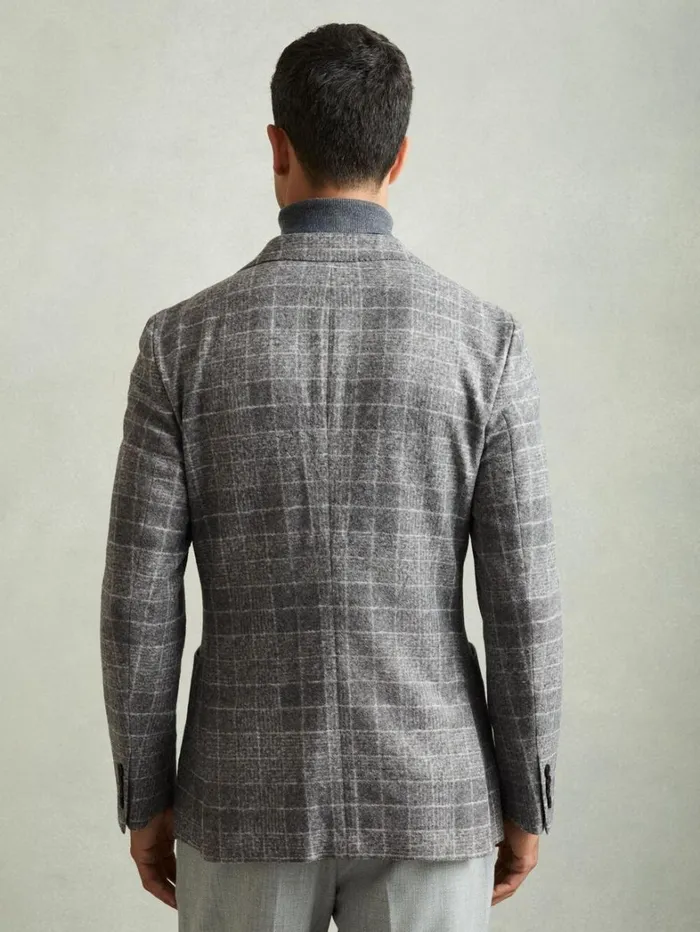 Reiss Suits and Tailoring Men Checked Single Breasted Blazer With Wool In Grey Reiss Suits and Tailoring Men Checked Single Breasted Blazer With Wool In Grey