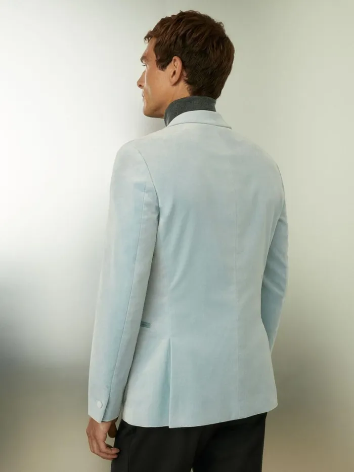 Reiss Suits and Tailoring Men CottonBlend Velvet Blazer In Ice Blue Reiss Suits and Tailoring Men CottonBlend Velvet Blazer In Ice Blue