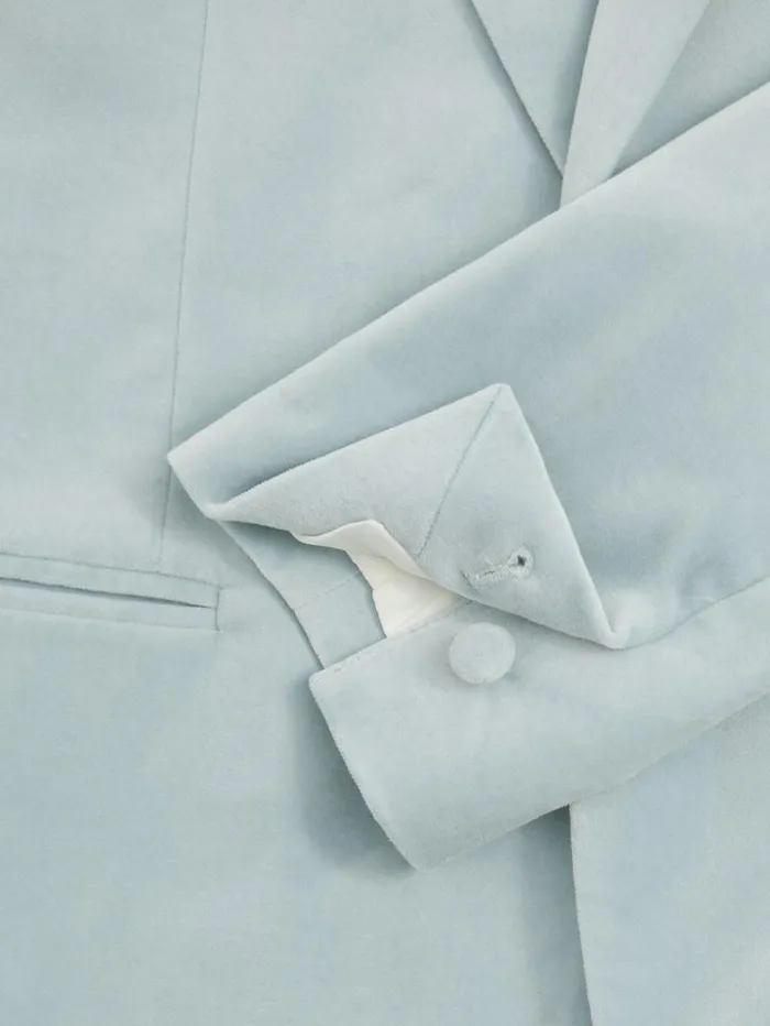 Reiss Suits and Tailoring Men CottonBlend Velvet Blazer In Ice Blue Reiss Suits and Tailoring Men CottonBlend Velvet Blazer In Ice Blue