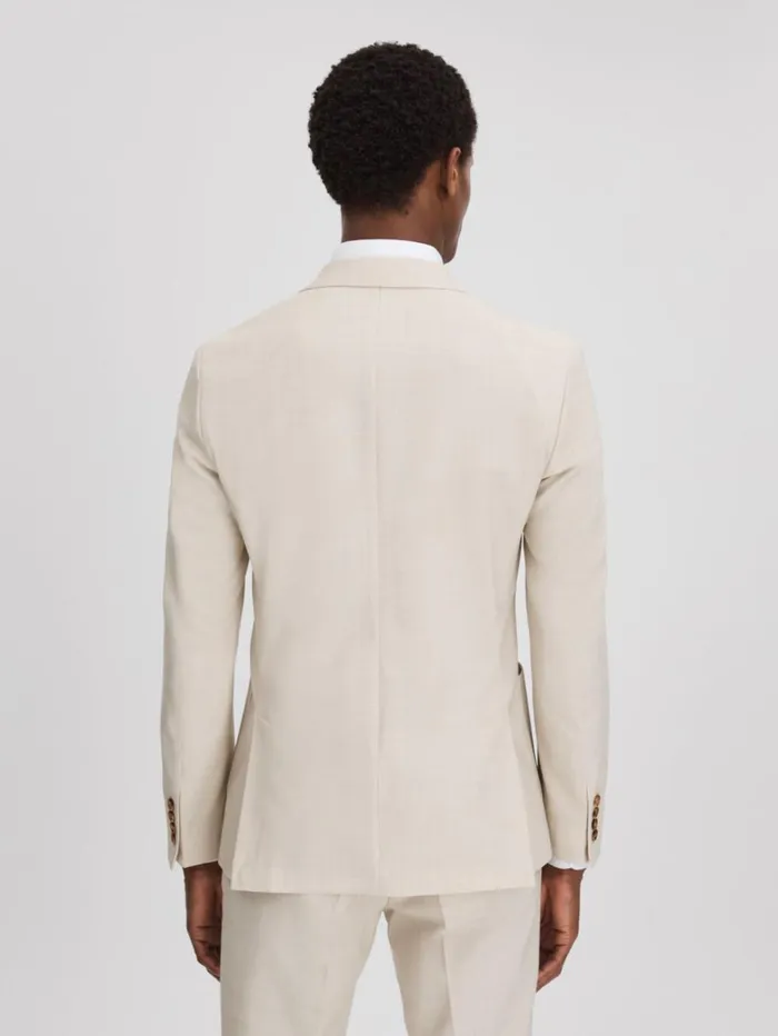 Reiss Suits and Tailoring Men Slim Fit Double Breasted Blazer In Stone Reiss Suits and Tailoring Men Slim Fit Double Breasted Blazer In Stone