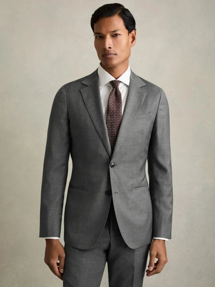 Reiss Suits and Tailoring Men SlimFit SingleBreasted Wool Suit Blazer In Grey Reiss Suits and Tailoring Men SlimFit SingleBreasted Wool Suit Blazer In Grey