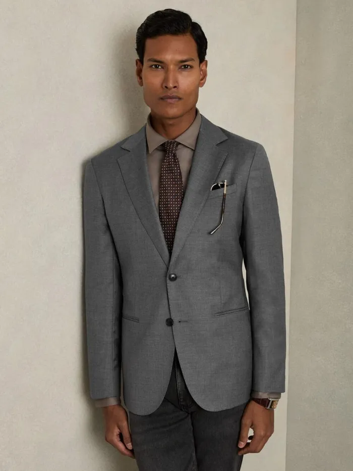 Reiss Suits and Tailoring Men SlimFit SingleBreasted Wool Suit Blazer In Grey Reiss Suits and Tailoring Men SlimFit SingleBreasted Wool Suit Blazer In Grey