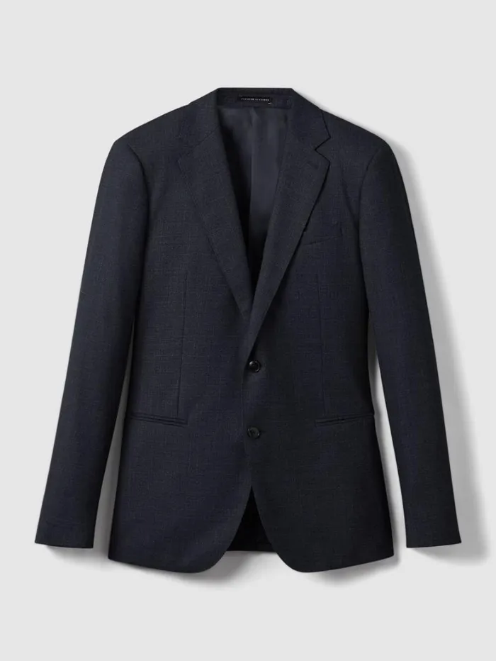 Reiss Suits and Tailoring Men Slim Fit Wool Textured Single Breasted Blazer In Navy Reiss Suits and Tailoring Men Slim Fit Wool Textured Single Breasted Blazer In Navy