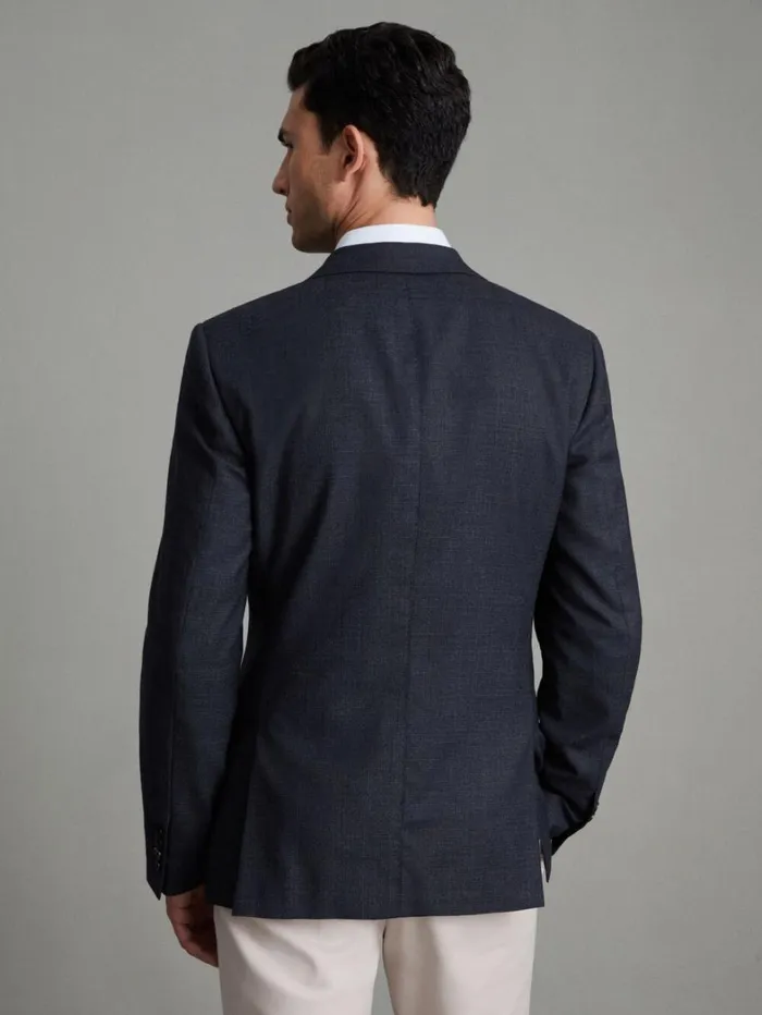 Reiss Suits and Tailoring Men Slim Fit Wool Textured Single Breasted Blazer In Navy Reiss Suits and Tailoring Men Slim Fit Wool Textured Single Breasted Blazer In Navy