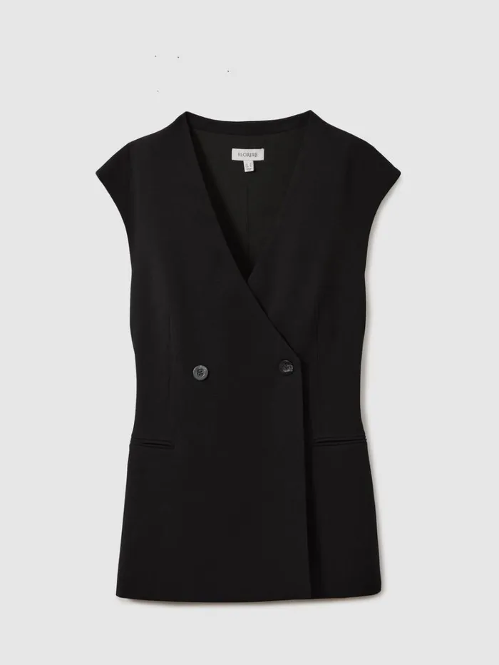 Reiss Suits and Tailoring Women Florere Longline Black Waistcoat In Black Reiss Suits and Tailoring Women Florere Longline Black Waistcoat In Black