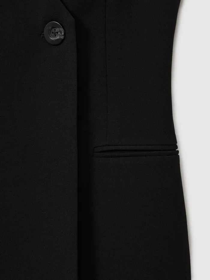 Reiss Suits and Tailoring Women Florere Longline Black Waistcoat In Black Reiss Suits and Tailoring Women Florere Longline Black Waistcoat In Black