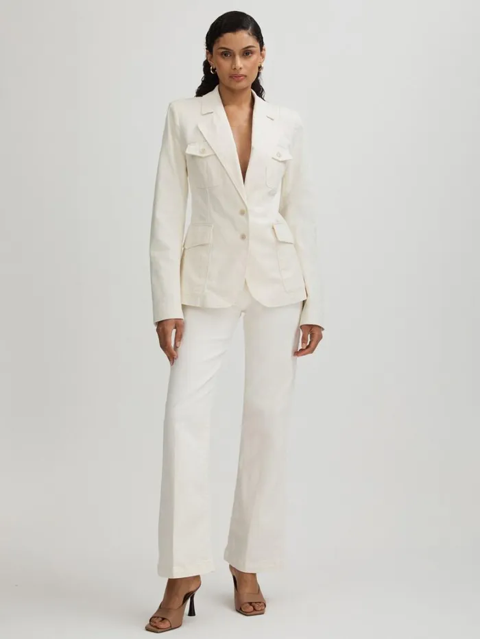 Reiss Suits and Tailoring Women Romona Ivory Paige Denim Blazer Reiss Suits and Tailoring Women Romona Ivory Paige Denim Blazer