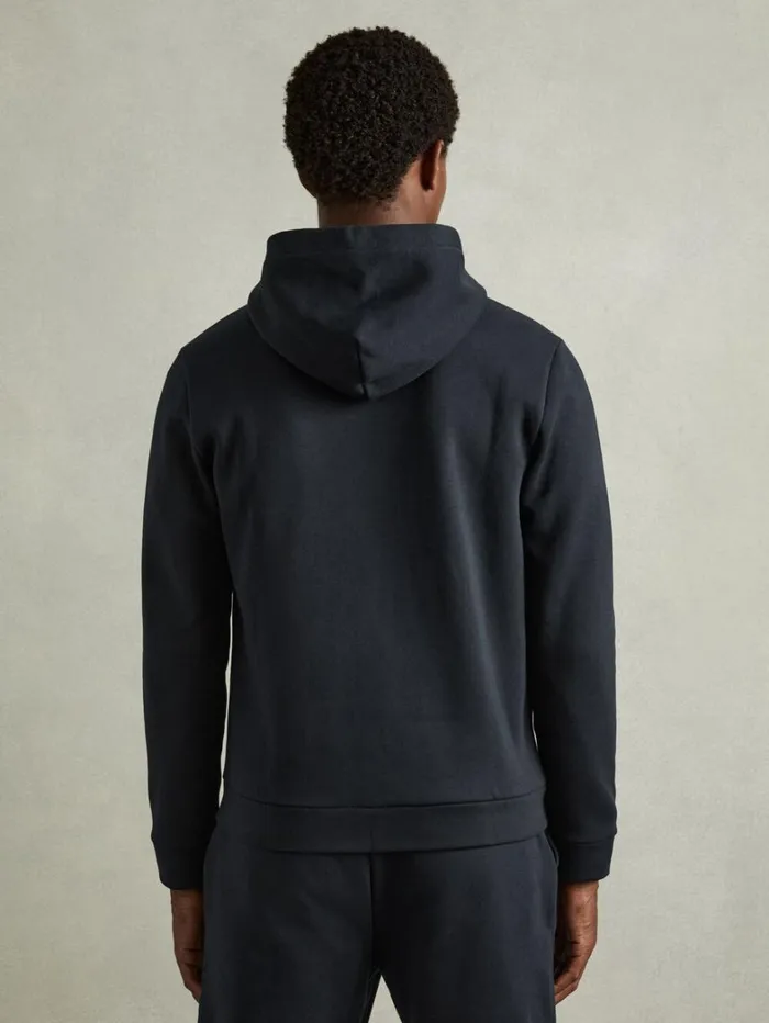 Reiss Sweats Hoodies and Joggers Men CottonBlend FleecebackJersey Zipped Hoodie In Navy Reiss Sweats Hoodies and Joggers Men CottonBlend FleecebackJersey Zipped Hoodie In Navy
