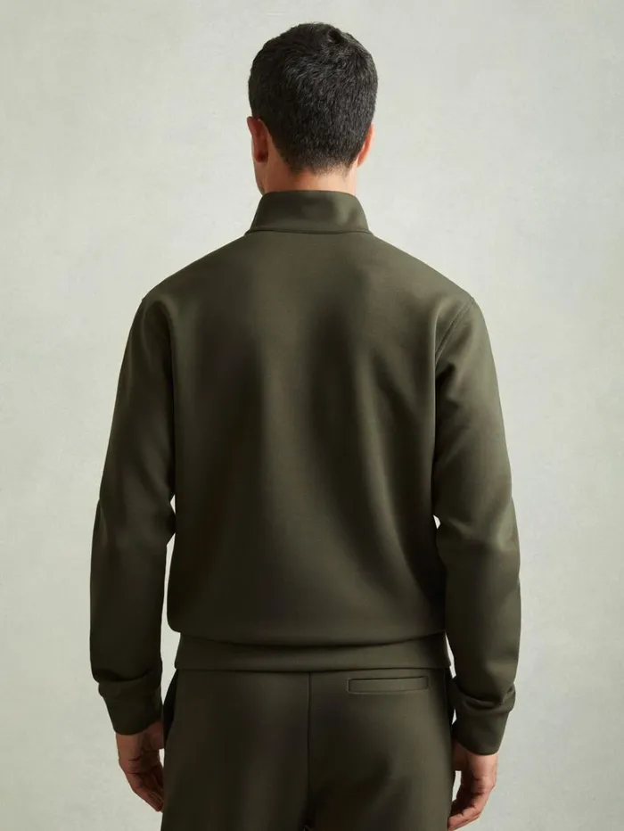 Reiss Sweats Hoodies and Joggers Men LeatherPlacket InterlockJersey Sweatshirt In Forest Green Reiss Sweats Hoodies and Joggers Men LeatherPlacket InterlockJersey Sweatshirt In Forest Green