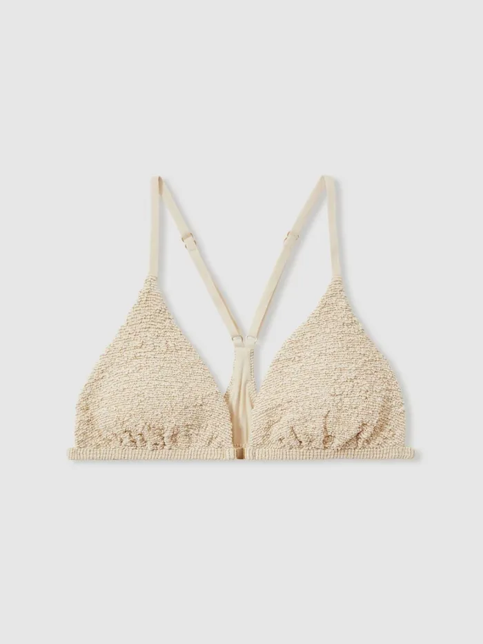 Reiss Swimwear Women Sands Angie Natural The Upside Textured Metallic Racerback Bikini Top Reiss Swimwear Women Sands Angie Natural The Upside Textured Metallic Racerback Bikini Top