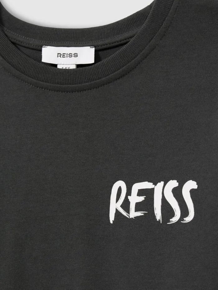 Reiss TShirts Children 100 Cotton LogoPrint CrewNeck TShirt In Washed Black Reiss TShirts Children 100 Cotton LogoPrint CrewNeck TShirt In Washed Black