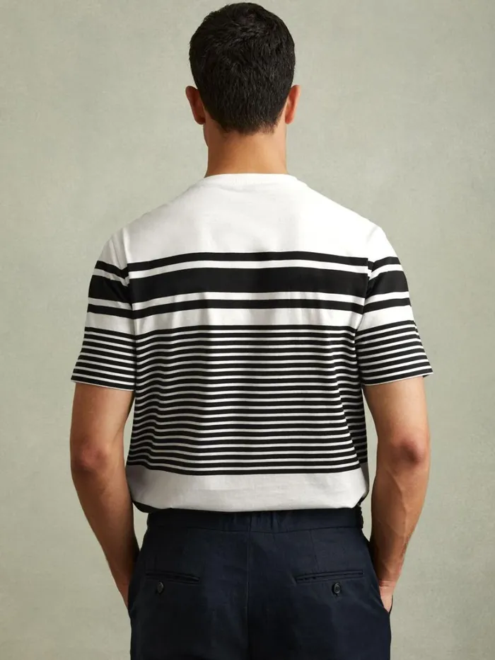 Reiss TShirts Men Mercerised Cotton Striped Crew Neck TShirt In WhiteNavy Reiss TShirts Men Mercerised Cotton Striped Crew Neck TShirt In WhiteNavy