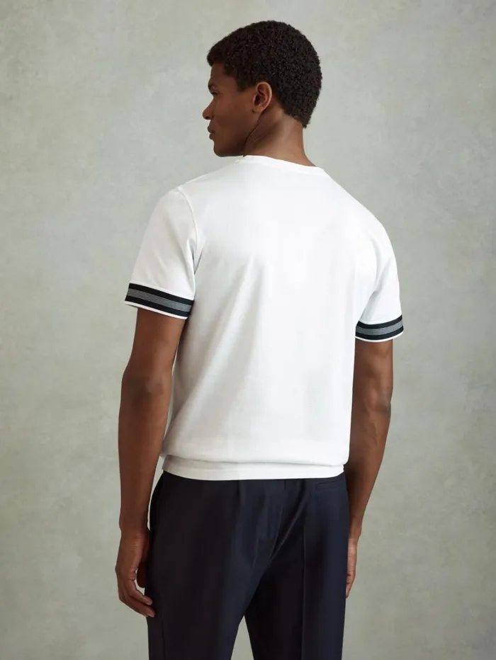Reiss TShirts Men Mercerised Cotton Striped TShirt In White Reiss TShirts Men Mercerised Cotton Striped TShirt In White