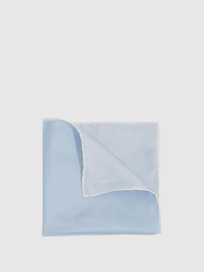 Reiss Ties and Pocket Squares Men Ceremony Light Blue Silk Pocket Square