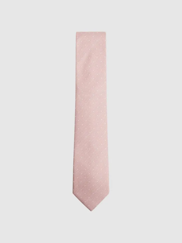 Reiss Ties and Pocket Squares Men Polka Dot Tie In Soft Pink
