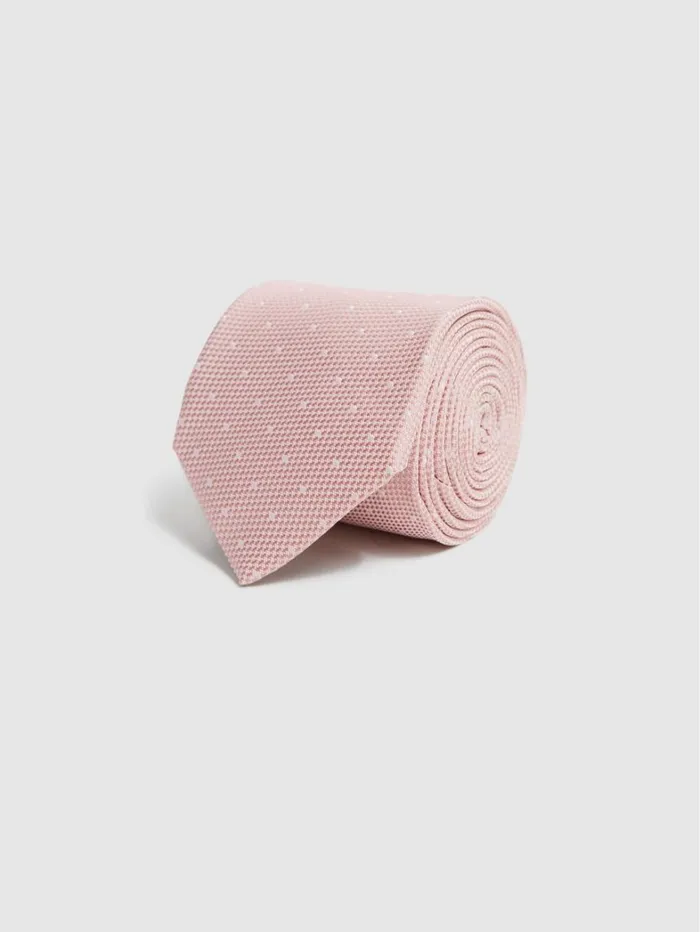 Reiss Ties and Pocket Squares Men Polka Dot Tie In Soft Pink