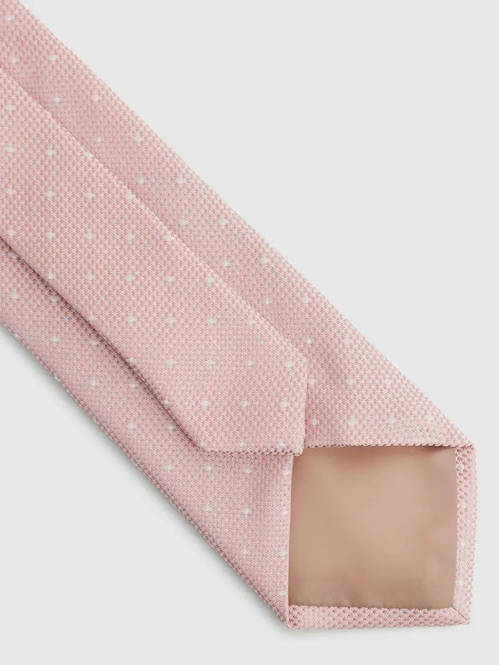 Reiss Ties and Pocket Squares Men Polka Dot Tie In Soft Pink