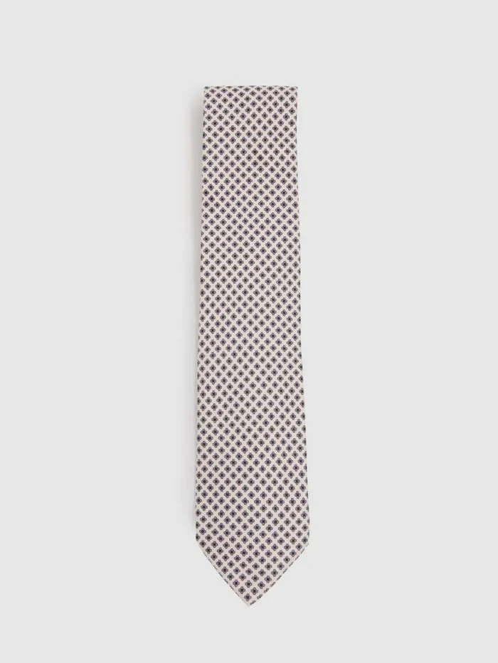 Reiss Ties and Pocket Squares Men Silk Floral Tie In Ivory