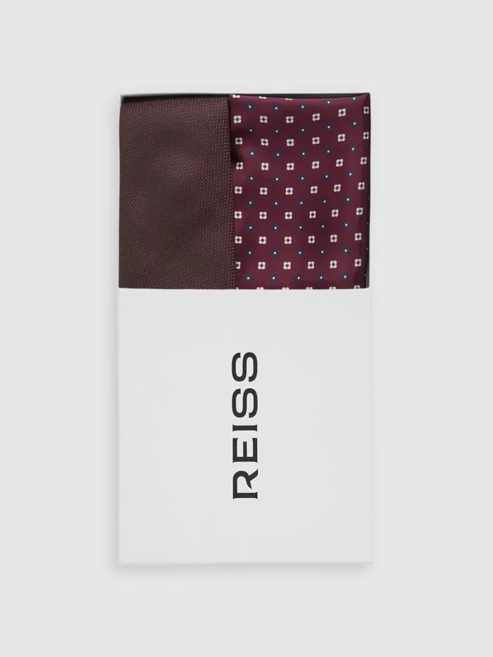 Reiss Ties and Pocket Squares Men Tie And Pocket Square Gift Set In Bordeaux