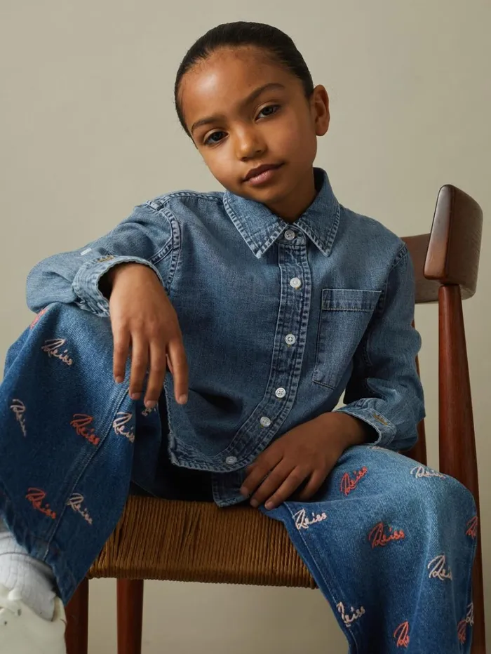 Reiss Tops and TShirts Children 1314 Yrs Denim ButtonThrough Shirt In Blue Reiss Tops and TShirts Children 1314 Yrs Denim ButtonThrough Shirt In Blue