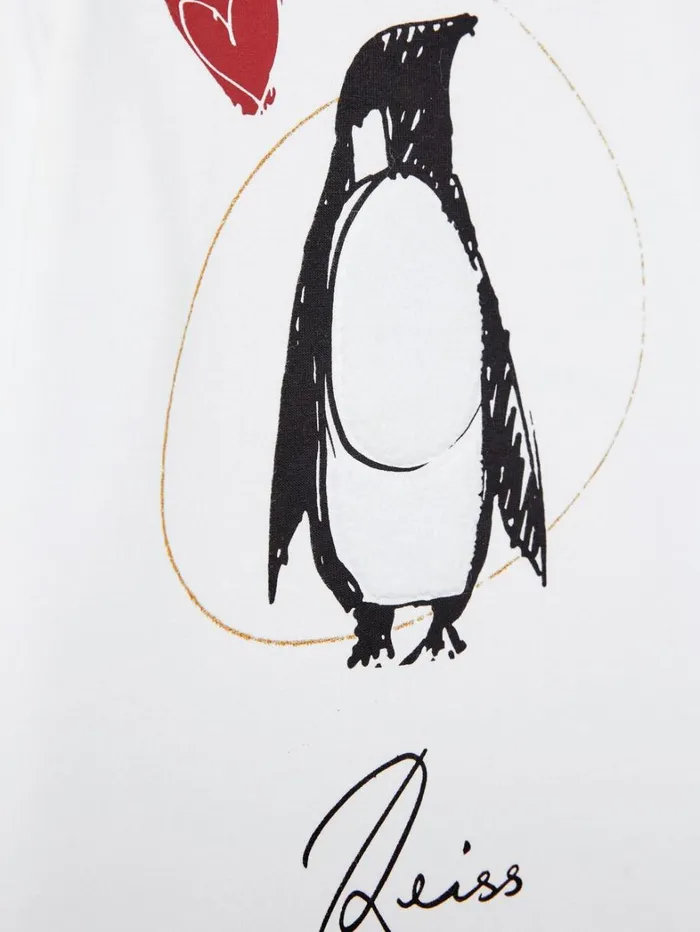 Reiss Tops and TShirts Children 49 Yrs Cotton PenguinPrint Logo TShirt In Ivory Reiss Tops and TShirts Children 49 Yrs Cotton PenguinPrint Logo TShirt In Ivory