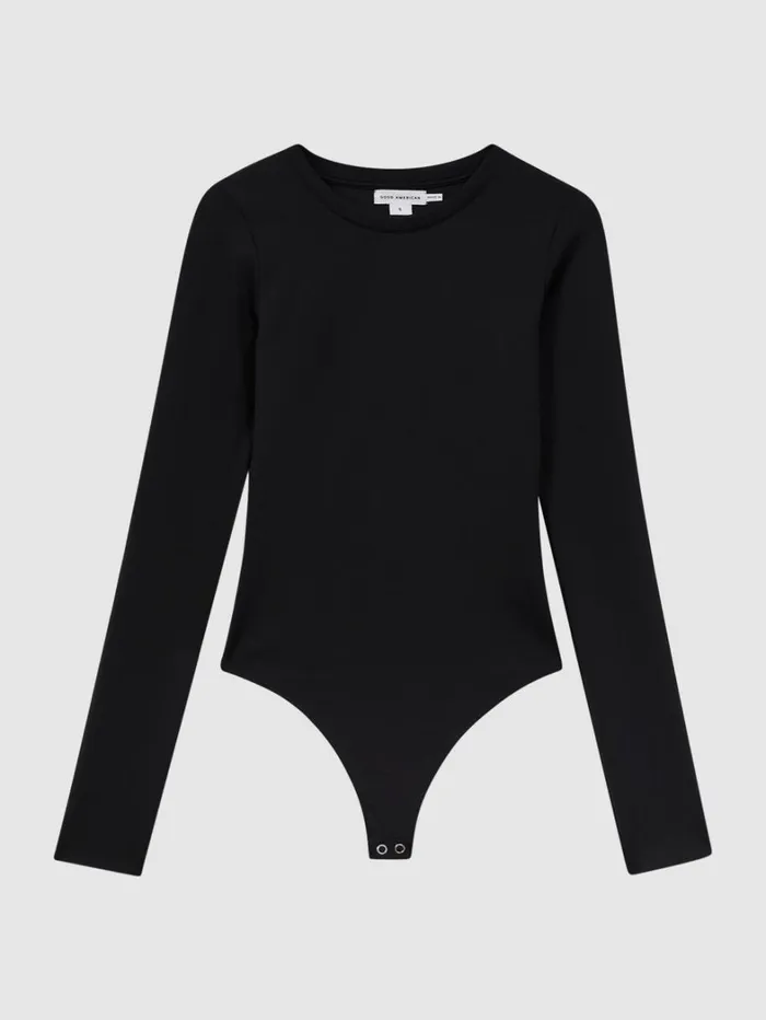 Reiss Tops Women Good American Crew Neck Thong Bodysuit In Black Reiss Tops Women Good American Crew Neck Thong Bodysuit In Black