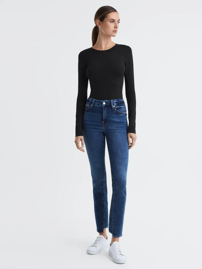 Reiss Tops Women Good American Crew Neck Thong Bodysuit In Black Reiss Tops Women Good American Crew Neck Thong Bodysuit In Black