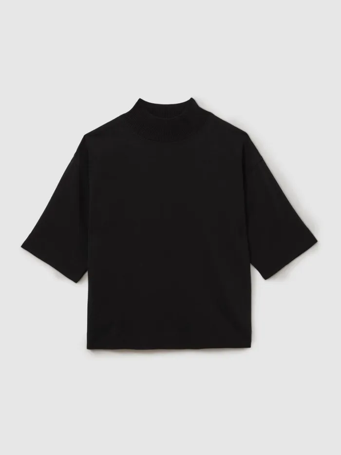 Reiss Tops Women Oversized Rib Neck TShirt In Black Reiss Tops Women Oversized Rib Neck TShirt In Black