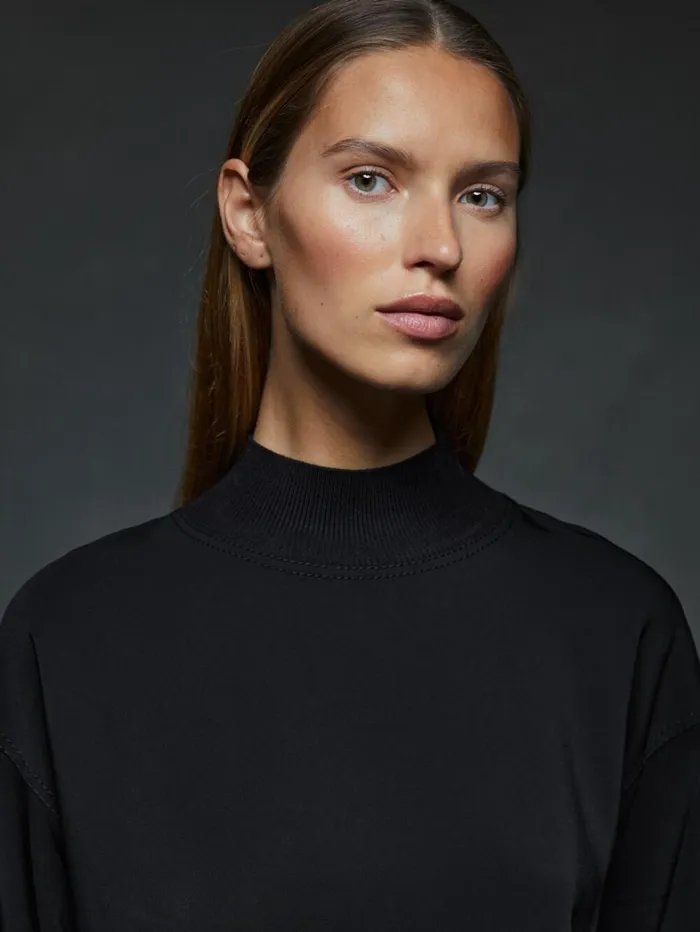 Reiss Tops Women Oversized Rib Neck TShirt In Black Reiss Tops Women Oversized Rib Neck TShirt In Black