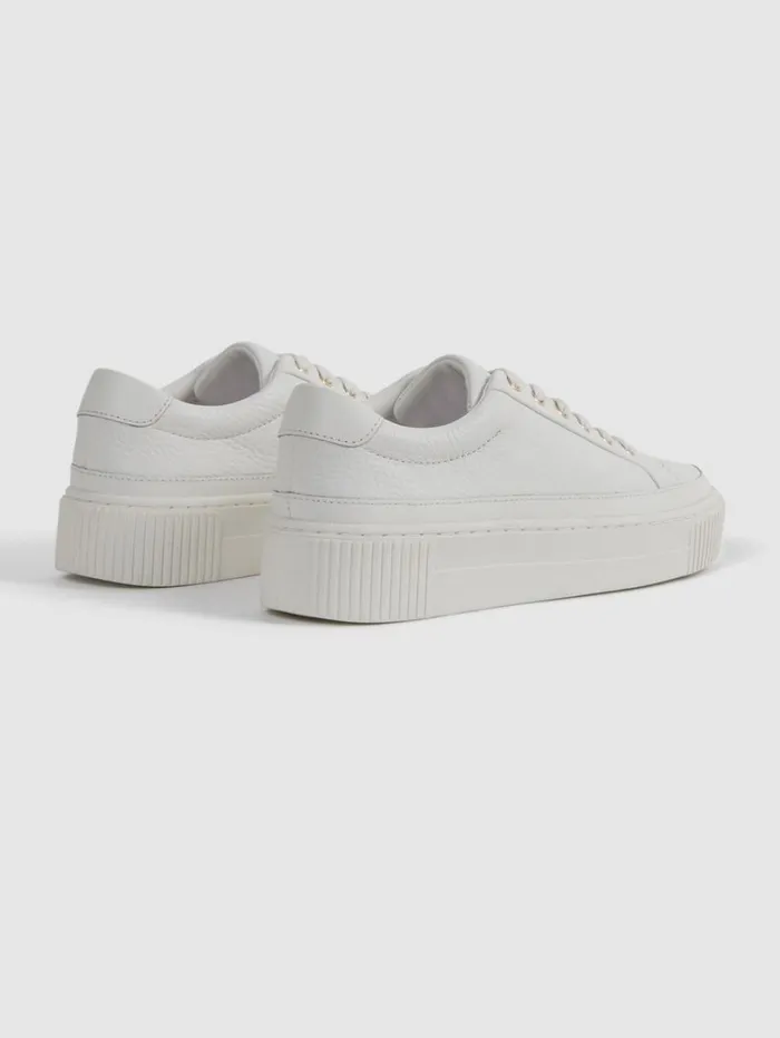 Reiss Trainers Women Grained Leather Platform Trainers In White Reiss Trainers Women Grained Leather Platform Trainers In White