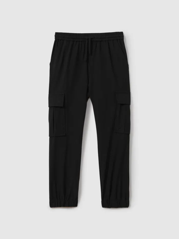 Reiss Trousers Children 39 Yrs Technical Drawstring Cuffed Cargo Trousers In Black Reiss Trousers Children 39 Yrs Technical Drawstring Cuffed Cargo Trousers In Black