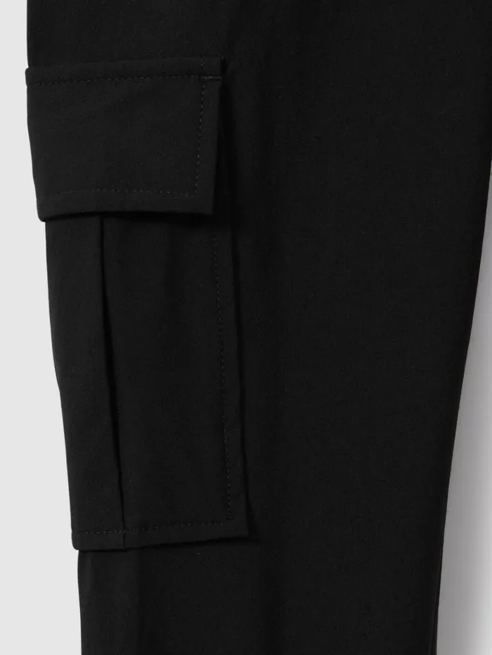 Reiss Trousers Children 39 Yrs Technical Drawstring Cuffed Cargo Trousers In Black Reiss Trousers Children 39 Yrs Technical Drawstring Cuffed Cargo Trousers In Black
