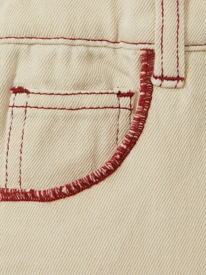 Reiss Trousers Children 49 Yrs Contrast Stitch Frayed Hem Jeans In Ecru Reiss Trousers Children 49 Yrs Contrast Stitch Frayed Hem Jeans In Ecru