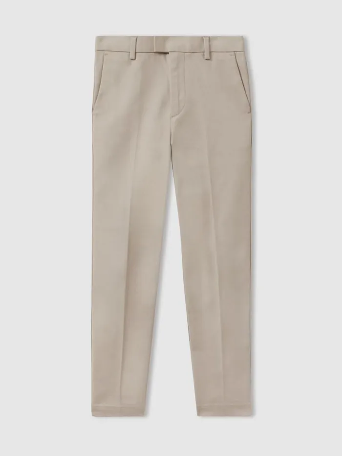 Reiss Trousers Children 913 Yrs Slim Fit Adjustable Waist Chinos In Stone